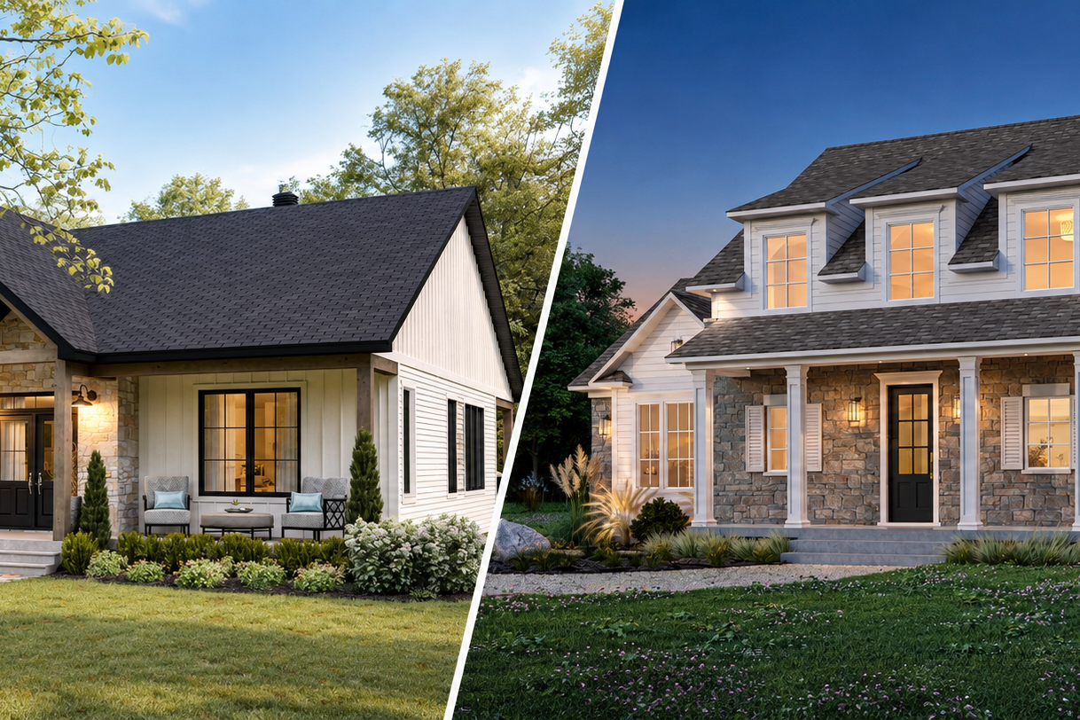 Maison plain-pied et maison à étage : comparaison de deux types de maisons Dessins Drummond