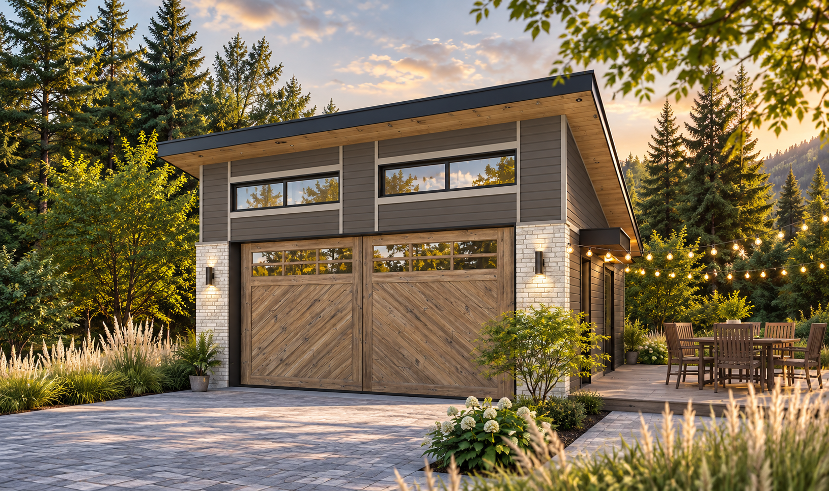 Garage monopente moderne pour deux voitures Nature Urbaine 3 #3989-20